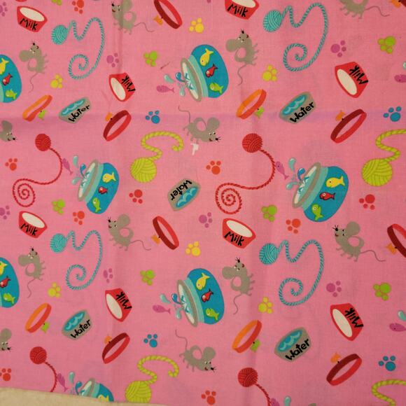 Cotton Fabric 6 Pc Cat Print Lot 12x44 To 19x28 Quilting Sewing Crafts Material - Picture 4 of 16